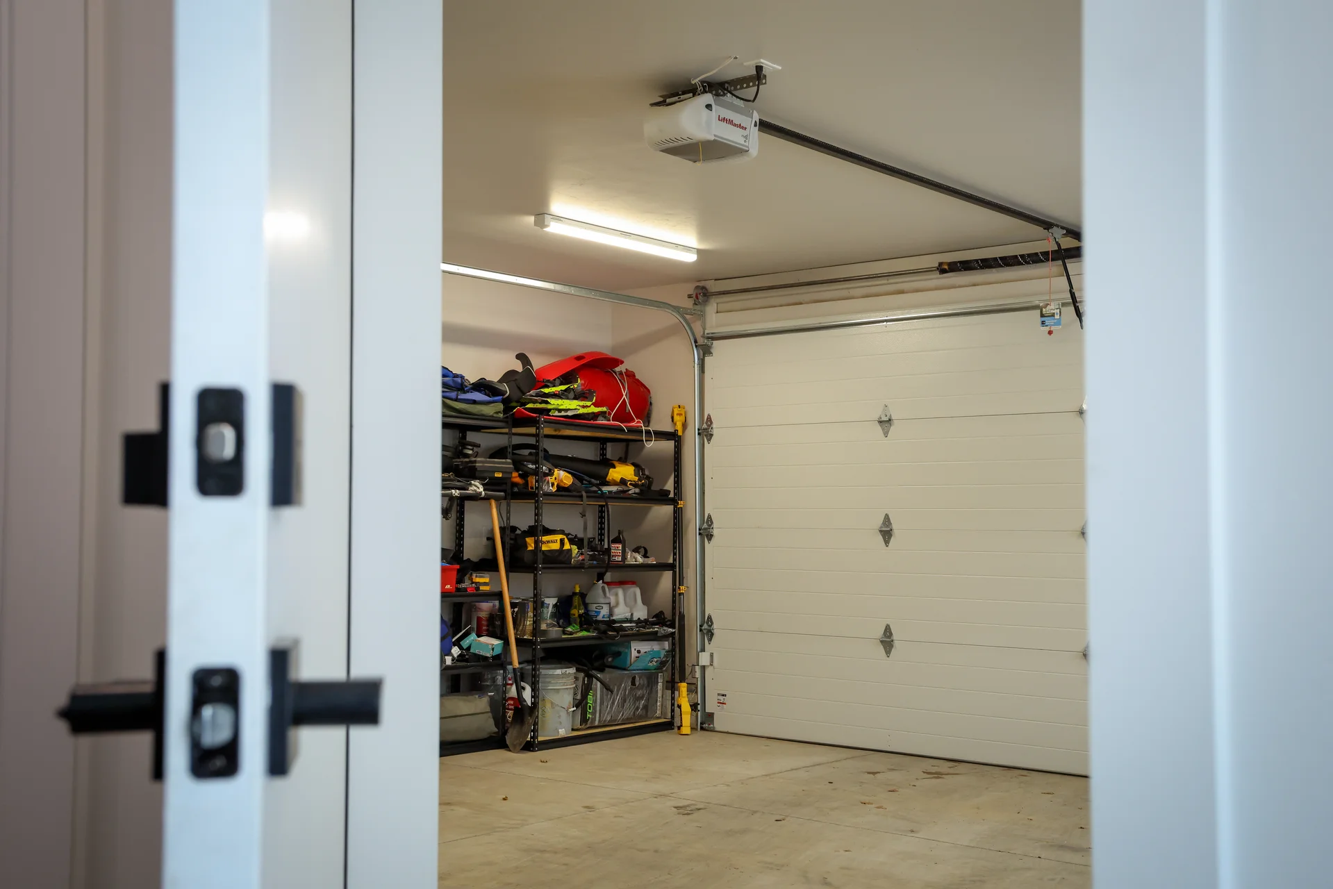 Attached garage with storage